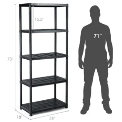 Costway 2 PCS 5-Tier 19lbs Ventilated Shelving Rack Free Standing Multi-Use Shelf Unit