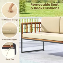 Costway 4 PCS Acacia Wood Outdoor Sofa Set With Heavy Duty Metal Frame Soft Seat -Costway GUEST f532324a 5711 4ba2 8dbd a7a422d2b189