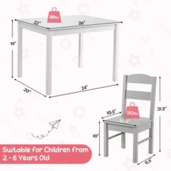 Costway Kids 5 Piece Table & Chair Set Wooden Children Activity Playroom Furniture Gift -Costway GUEST f535b6e0 f7c8 4a71 89a9 b5bbb021b779