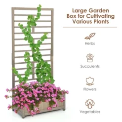 Costway 2PC 68in Wood Planter Box W/Trellis Raised Garden Bed For Climbing Plant -Costway GUEST f57abe80 7a90 4ecf b535 8b63aca75a4d