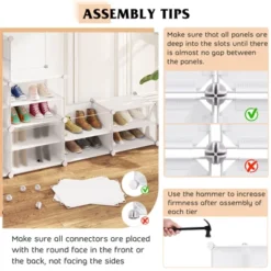 Costway Portable Shoe Rack Organizer 12-Cube 48 Pair Shoe Shelf Storage Cabinet With Hook White/Black -Costway GUEST f58ff1b4 8e4a 4387 82be e8bfcc16364e