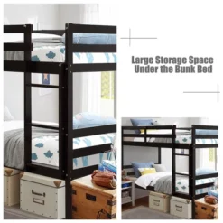 Costway Twin Over Twin Wood Bunk Beds Ladder Safety Rail EspressoWhite 16 Costway Twin Over Twin Wood Bunk Beds Ladder Safety Rail EspressoWhite -Costway GUEST f5b24daa 7c96 4ec1 a91b 432495f60332