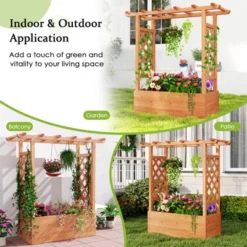 Costway 1/2 PCS Wooden Raised Garden Bed With Trellis & Hanging Roof Drainage Elevated Planter Box -Costway GUEST f5b77af8 cf04 4190 b90c 9f72be2ad6ad