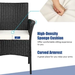 Costway Patio Rattan Arm Dining Chair Cushioned Sofa Furniture Black -Costway GUEST f5c7a2d4 5bca 472e 9691 d1f3f2c693f3