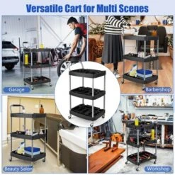 Costway 3 Tier Rolling Tool Cart With Handle Tool Storage Slot Universal Wheels For Garage -Costway GUEST f5e5b2ec a276 401d 9717 9cbd0191fb0d