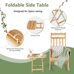 Costway 2PCS Patio Wooden Rocking Chair Bistro Set High Backrest W/Folding Side Table 13 Costway 2PCS Patio Wooden Rocking Chair Bistro Set High Backrest W/Folding Side Table -Costway GUEST f62e2365 a515 409e abd6 a0c117378806