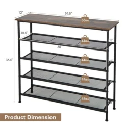 Shoe Rack 5-Tier Shoe Storage Organizer W/4 Metal Mesh Shelves For 16-20 Pairs -Costway GUEST f62f18e8 f5dd 484c 94c8 bc9d4f9bfeae