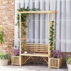 Costway Patio Garden Bench Arbor Arch With Pergola Planting Box Side Trellis For Vines -Costway GUEST f6577074 240d 4506 80fc 46dcd6eccc4b