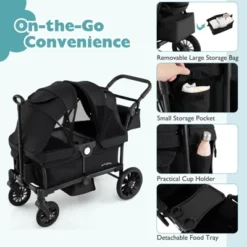 Costway Wagon Stroller For 2 Kids Push Pull Double Stroller With Adjustable Handle -Costway GUEST f673e630 485a 42f9 8072 7d41f7f02491
