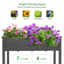 Costway Wooden Raised Vegetable Garden Bed Elevated Grow Vegetable Planter Grey -Costway GUEST f68bd853 f0ca 46e9 953e 045089d540da