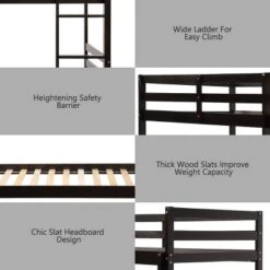 Costway Twin Over Twin Wood Bunk Beds Ladder Safety Rail EspressoWhite 18 Costway Twin Over Twin Wood Bunk Beds Ladder Safety Rail EspressoWhite -Costway GUEST f694b9e9 18d8 49b5 bb88 46a8f6752fd7