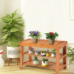 Costway 3 Tier Bamboo Shoe Rack Bench Storage Shelf Organizer Entryway Home Furni -Costway GUEST f6a832f6 0d84 490c 96f8 5b6542d31c04