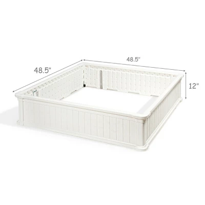 Costway 2 Pcs 48.5'' Raised Garden Bed Square Plant Box Planter Flower Vegetable White 4 Costway 2 Pcs 48.5'' Raised Garden Bed Square Plant Box Planter Flower Vegetable White - Image 2
