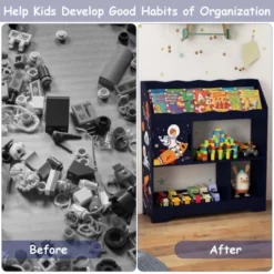 Costway Toy Storage Organizer 3-In-1 Kids Toy Shelf With Book Shelf, Storage Cabinet White/Blue -Costway GUEST f701f464 d33e 44a2 9656 b1dc168c71c8