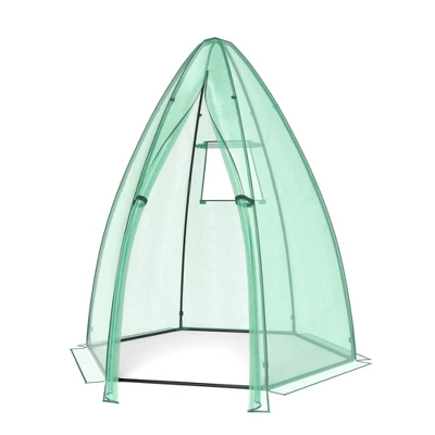 Costway 5.5'x 5.5'x 6' Portable Mini Garden Greenhouse With Window & Roll-up Zippered Door 4 Costway 5.5'x 5.5'x 6' Portable Mini Garden Greenhouse With Window & Roll-up Zippered Door - Image 2