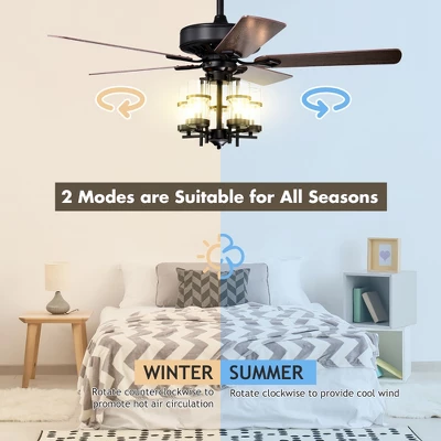 Costway 50'' Ceiling Fan With Light Classic Ceiling Fan Lamp W/Noiseless Reversible Motor 7 Costway 50'' Ceiling Fan With Light Classic Ceiling Fan Lamp W/Noiseless Reversible Motor - Image 5