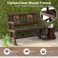 Costway 1/2 PCS Patio Rocking Bench Carbonized Wood Double Rocker Chair With Ergonomic Seat Rustic -Costway GUEST f758d79a 2130 4caf a341 c3d38f79cdcc