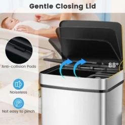 Costway 19 Gal Kitchen Trash Can With Soft Closing Lid & Stay-open Design Inner Buckets Silver -Costway GUEST f765c93b 6ae9 416e 9d20 eedc1cf670f6