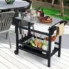 Costway Movable Outdoor Dining Cart Table With Stainless Steel Tabletop, Seasoning Tray -Costway GUEST f778998c 15f9 43a1 b985 40d396023eab