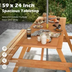Costway 6 Person Picnic Table Set With Patio Table 2 Built-in Benches 2" Umbrella Hole 17 Costway 6 Person Picnic Table Set With Patio Table 2 Built-in Benches 2" Umbrella Hole -Costway GUEST f77d690b 23f7 40cd 9bb1 3ddbe67deb08