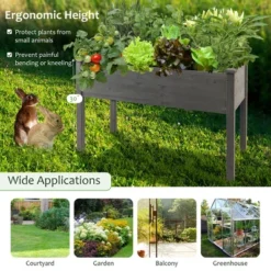 Costway Wooden Raised Vegetable Garden Bed Elevated Grow Vegetable Planter Grey -Costway GUEST f7856116 d46f 4814 a0e2 c278f546290c
