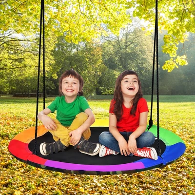 Costway 40'' Flying Saucer Tree Swing For Kids Round Tree Swing For Outdoor 4 Costway 40'' Flying Saucer Tree Swing For Kids Round Tree Swing For Outdoor - Image 2