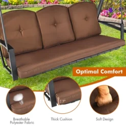 Costway Outdoor 3-Seat Porch Swing With Adjust Canopy And Cushions GrayBrown 18 Costway Outdoor 3-Seat Porch Swing With Adjust Canopy And Cushions GrayBrown -Costway GUEST f7b34c9b 82b0 4233 a65f c08b57f49629