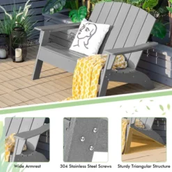 Costway Patio Adirondack Chair Loveseat Bench HDPE Weather Resistant Deck Grey -Costway GUEST f7c4a15e 7a72 437d 99be a29555b3cd0d