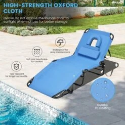 Costway 5-Position Adjustable Backrest Beach Chaise Lounge Chair With Face Hole Pillows -Costway GUEST f7c5432f 0fc2 451e adb2 f04d1bad4d0d