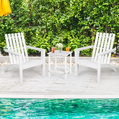 Costway 2PCS Patio Adirondack Chair Side Table Set Solid Wood Garden Deck White 5 Costway 2PCS Patio Adirondack Chair Side Table Set Solid Wood Garden Deck White - Image 3