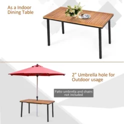 Costway 55'' Patio Rattan Dining Table Acacia Wood Table Top Umbrella Hole -Costway GUEST f82a00e0 85d7 46f2 8947 eecc492ce722