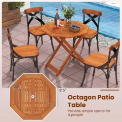 Costway 1/2 PCS Outdoor Patio Folding Wood Dining Table For 4 With 2" Umbrella Hole For Garden -Costway GUEST f82aa2bc 7014 41e8 a967 ff13ac2d48e7