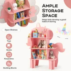 Costway Unicorn Bookcase For Kids 3-Tier Toy Storage Organizer With Open Storage Shelves -Costway GUEST f8e08d56 88de 41d8 bc78 a746f2e75482