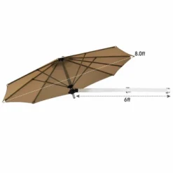 Costway 8ft Wall-Mounted Umbrella Telescopic Folding Tilt Sun Shade TanTurquoise 16 Costway 8ft Wall-Mounted Umbrella Telescopic Folding Tilt Sun Shade TanTurquoise -Costway GUEST f92af33d 76b7 4701 9bab c0d3065b0e9b