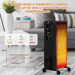 Costway 1500W Oil-Filled Heater Portable Radiator Space Heater W/ Adjustable Thermostat White Black -Costway GUEST f92b32ae 0616 439f ad55 a3a68b8b9d17