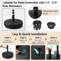 Costway 20'' Patio Fillable Round Umbrella Base Stand Holder Fit Pole 1.5''/1.9'' Outdoor -Costway GUEST f93372db b9ec 475e 87e5 005f6e16fcd6