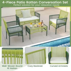 Costway 4PCS/8PCS Patio Round Wicker Conversation Set With Cushions Tempered Glass Side Table -Costway GUEST f9533545 63db 4195 a9d8 dedf84db2802