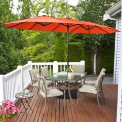 Costway 15 Ft Patio Double Sided Umbrella Outdoor Market Umbrella BeigeTanOrangeBurgundy -Costway GUEST f9a6e5fe 065d 4a11 a62e 81ad3eefaba1