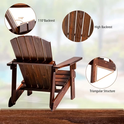 Costway 110 LBS Capacity Kid's Adirondack Chair Patio Wood High Backrest Arm Rest 9 Costway 110 LBS Capacity Kid's Adirondack Chair Patio Wood High Backrest Arm Rest - Image 7