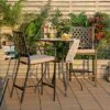 Costway 3 PCS Patio Bar Stool Square Table Bistro Set Cushioned Chairs Armrest -Costway GUEST fa9809a6 efa3 41cb 907c 2a9a012248d0