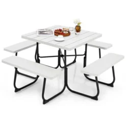 Costway Outdoor 8-person Square Picnic Table Bench Set With 4 Benches & Umbrella Hole Black/Grey/Green/White 27 Costway Outdoor 8-person Square Picnic Table Bench Set With 4 Benches & Umbrella Hole Black/Grey/Green/White -Costway GUEST facf742f 48a4 4393 bea6 a8b2f5fe59a2
