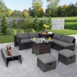 Costway 9 PCS Patio Furniture Set With 32" Fire Pit Table 50,000 BTU Square Propane Fire Pit Black/Grey/Navy/Red/Turquoise/White 27 Costway 9 PCS Patio Furniture Set With 32" Fire Pit Table 50,000 BTU Square Propane Fire Pit Black/Grey/Navy/Red/Turquoise/White -Costway GUEST fb1dd465 d15a 4faf 8846 3bd951b67e01