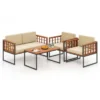Costway 4 PCS Acacia Wood Outdoor Sofa Set With Heavy Duty Metal Frame Soft Seat -Costway GUEST fb287b58 8e7a 47ea 84e8 80d62cd99434