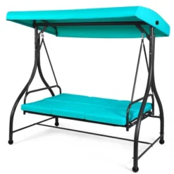 Costway Converting Outdoor Swing Canopy Hammock 3 Seats Patio Deck Furniture Turquoise -Costway GUEST fb38fd69 2ce0 4984 89d3 520cc5fa47aa