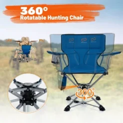 Costway 360° Swivel Hunting Chair With Mesh Cup Holder & Storage Pockets Cozy Backrest Blue/Camo -Costway GUEST fb833ba6 f56e 4400 a519 3d51a2376c73