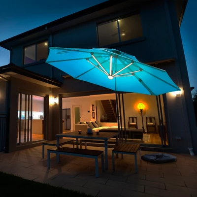 Costway 10ft Solar LED Patio Umbrella 360Degree Rotation W/USB Turquoise 5 Costway 10ft Solar LED Patio Umbrella 360Degree Rotation W/USB Turquoise - Image 3