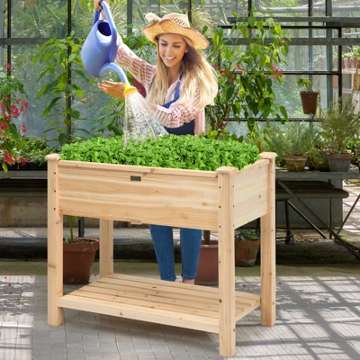 Costway Raised Garden Bed Elevated Wood Planter Box Stand For Vegetable Flower 10 Costway Raised Garden Bed Elevated Wood Planter Box Stand For Vegetable Flower - Image 8