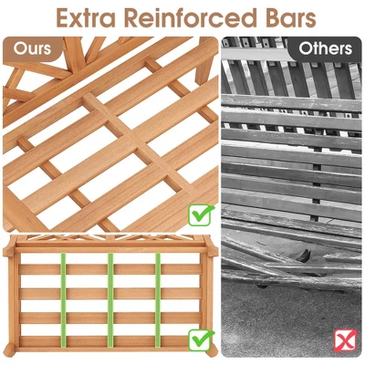 Costway 2-Person Outdoor Garden Bench With Comfy Armrests And Backrest Teak Wood 10 Costway 2-Person Outdoor Garden Bench With Comfy Armrests And Backrest Teak Wood - Image 8