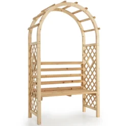 Costway Wooden Garden Bench Arch Pergola Outdoor Arbor W/backrest Patio Trellis Pergola -Costway GUEST fcae7ac7 f660 499d 9b88 9d4403a55cce