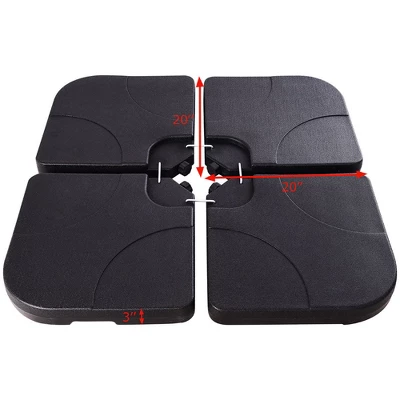 Costway 20'' Patio Offset Umbrella Base Stand Water Filled Base Weights Sand Plate Set 4 Costway 20'' Patio Offset Umbrella Base Stand Water Filled Base Weights Sand Plate Set - Image 2